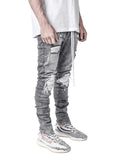 J Shaped Jeans Stretch Feet Pants Motorcycle Ripped Black Jeans Men