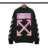 Off White Sweatshirts Long Sleeve round Neck Neck Sweater Autumn and Winter Off Red Gradient Arrow Pattern round Neck Sweater for Men and Women