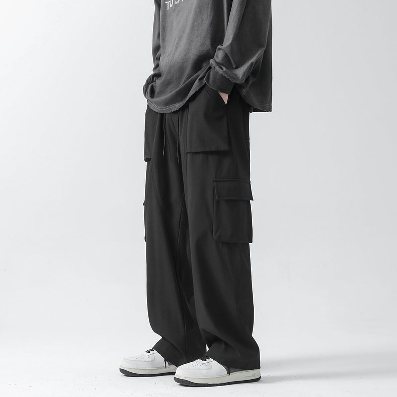 Men Cargo Pants Black Spring Loose Trendy Casual Pants Sports Trousers