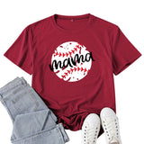 Boy Mama T Shirts Baseball Mama Pattern Printed T-shirt
