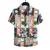 Men's Shirts Summer Men's Oversized Printed Short Sleeves Shirt