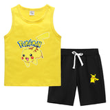 Children Pokemon Pikachu Tshirts & Shorts Vest Middle Pants Sports Casual Thin Two Pieces