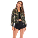 Nina Parker Camo Jacket Stand Collar Camouflage Sunscreen Jacket for Women