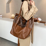 The Teacher Tote Fashion Rivet Tote Bag Large Capacity Shopping Bag Women's Bag Women's Handbag