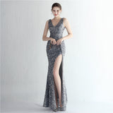 Sequin Evening Dress Split Long Sequined Fishtail Skirt
