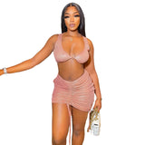 Women Top & Skirt 2 Piece Set Summer New Women's Clothing Fashion Sexy Low-Cut Vest Slim Fit Sheath Skirt Suit Women