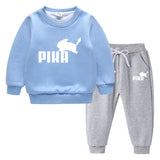 Children Pokemon Pikachu Hoodie & Pant Set Fleece Lined Padded Warm Keeping Winter Clothes Sweatershirt Suit