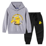 Children Pokemon Pikachu Hoodie & Pant Set Hooded Sweater Trousers Two-Piece Baby Cotton Sweater Set