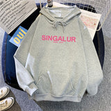 Slogan Graphic Hoodie plus Size Loose Top Coat
