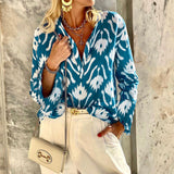 Women Bohemian Shirts Summer Fashion Loose Bell Sleeve Printed Shirt