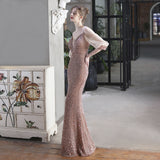 Sequin Evening Dress Slim-Fit Fishtail Skirt