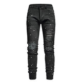 J Shaped Jeans Men's New Skinny Ripped Leg Opening Zipper Jeans
