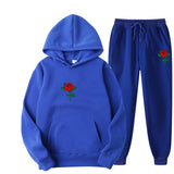 Black Rose Hoodie Men's and Women's Sports Sweater Pants Two-Piece Set