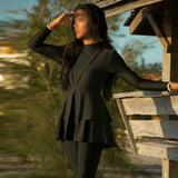 Burkini Swimwear Muslim Fashion Outfits Plus Size Long Sleeve Trousers Black Slimming Women's Swimwear