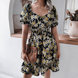 Nina Parker Dresses Elegant Sleeve Skirt Ruffled Short Sleeves Dress