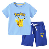Children Pokemon Pikachu Tshirts & Shorts Cotton Short Sleeve Shorts Two Pieces Neutral