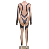 Women's Spring Clothing High Waist Contrast Color Skinny Hip Raise Sports Fitness Jumpsuit Women