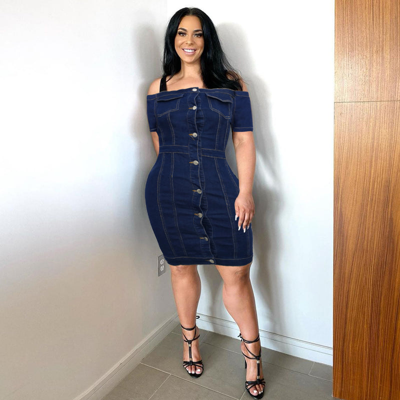 Women Plus Size Dresses Fashion Sexy Off-the-Shoulder Jumpsuit Skirt