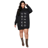 Women Plus Size Mini Dresses Sweater Letter Print Fashion Casual Dress