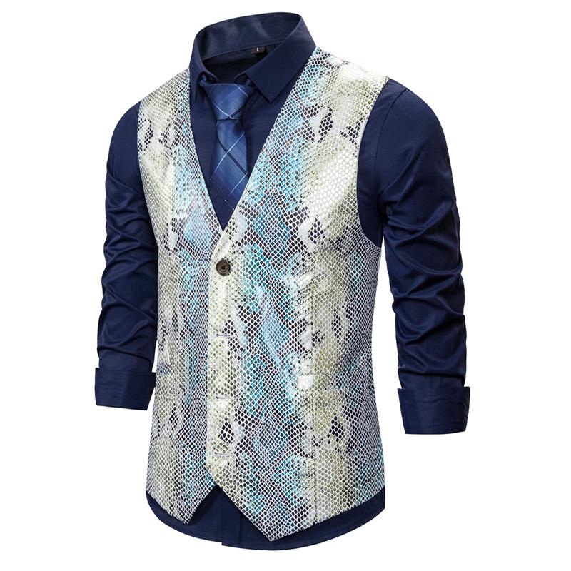 Mens Dress Vests Men's Vest Casual Jacket Business Waistcoat Men's Printed Suit Vest Men's Vest