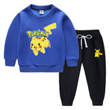 Children Pokemon Pikachu Hoodie & Pant Set Fleece Lined Padded Warm Keeping Winter Clothes Sweatershirt Suit