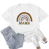 Boy Mama T Shirt Leopard Print Rainbow Mama Pattern Printed T-shirt