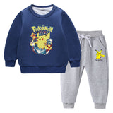 Children Pokemon Pikachu Hoodie & Pant Set Fleece Lined Padded Warm Keeping Sweatshirt Set
