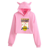 In Memory of Kobe Hoodie Kobe Peripheral Printing Casual Women Navel Cat Ear Sweater