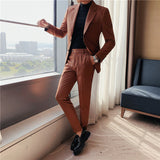 Seersucker Suit Two-Button Suit Men's Slim Fit Suit Two-Piece Suit