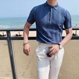 Men Shirts Knitted Lapel T-shirt