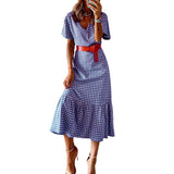Women Bohemian Dress Summer Women's V-neck Short Sleeve Dress
