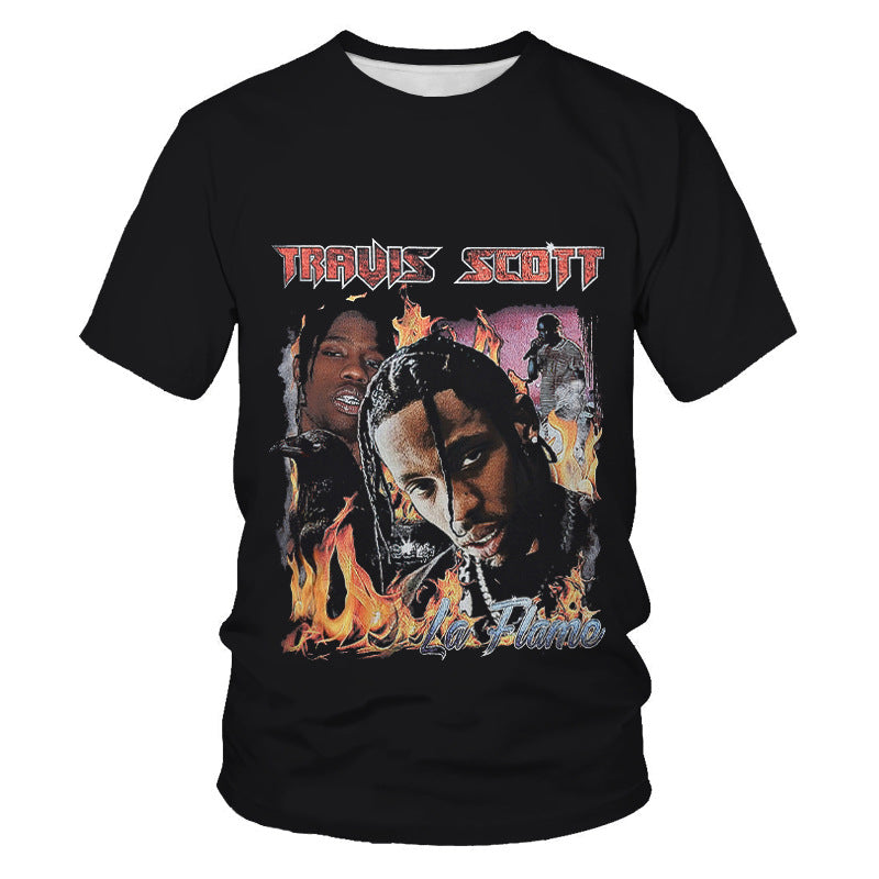 Pop Smoke Vlone King of New York T Shirt Hip Hop Band 3D Digital Printing