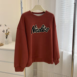 Harvard Sweatshirt Crew Neck Pullover Sweatshirt Female Winter Loose-Fitting Fashion Retro Thickened Warm Coat