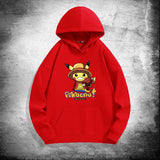 Men and Women Pokemon Pikachu Hoodie Loose Shoulder Long Sleeve Top Clothes