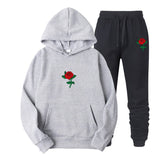 Black Rose Hoodie Men's and Women's Sports Sweater Pants Two-Piece Set