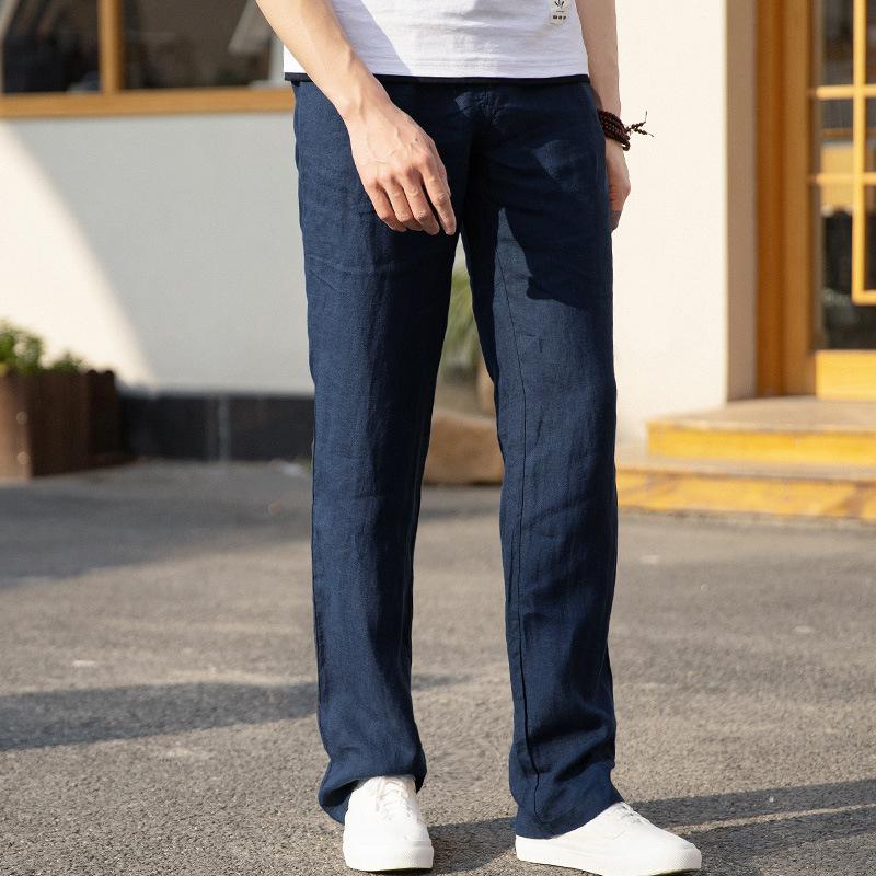 Linen Pants Straight Leg Pants Spring Summer Casual Pants Trendy Loose Straight