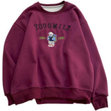 Diana Harvard Sweatshirt Vintage Bears Embroidery Plush Crew Neck Sweatshirt