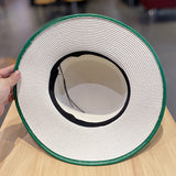 Straw Hat Green Hemming Straw Hat Female Flat Top Sun Shade Top Hat