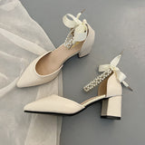 Nude Block Heel Sandals French High Heels
