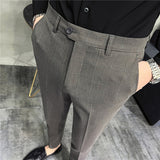 Men Trousers Casual Pants Slim Fit Light Business Professional Suit Pants
