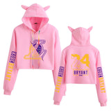 In Memory of Kobe Hoodie Kobe Memorial Clothing Casual Navel Cat Ears Hooded Sweater for Women