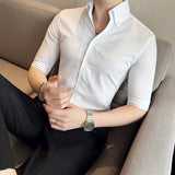 Men's Shirts V-neck Striped Half Sleeve Shirt
