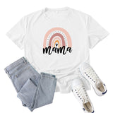 Boy Mama T Shirts Rainbow Mama Pattern Printed Short Sleeve T-shirt