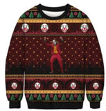 Black Christmas Sweater Christmas round Neck Sweater Casual Funny Santa Claus