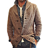 John Dutton Jacket Autumn and Winter Long-Sleeve Cardigan Sweater Thickened Solid Color Polo Collar Coat for Men