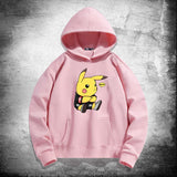 Men and Women Pokemon Pikachu Hoodie Loose Shoulder Long Sleeve