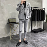 Seersucker Suit Double Breasted Two-Piece Suit