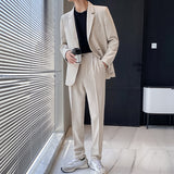 Double Brewed Seersucker Suit Men's Loose Solid Color Coat