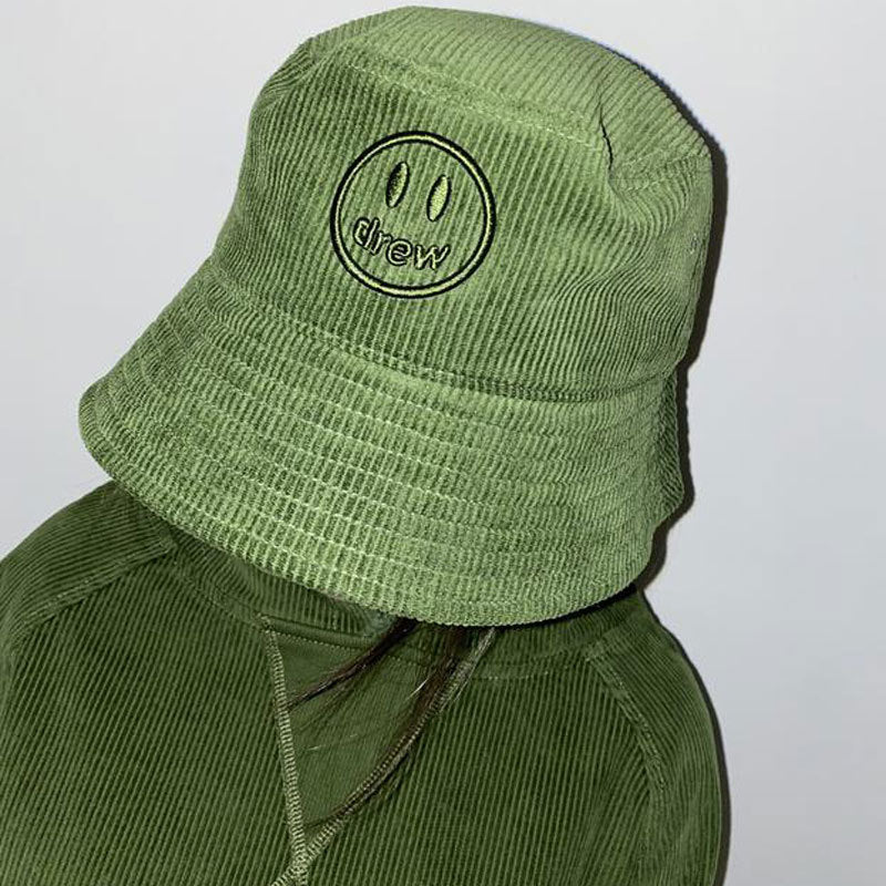Justin Bieber Toque Smiling Face Embroidery Leisure Corduroy Hat for Men and Women