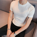 Men Short Sleeve T-Shirt round Neck Knitted T-shirt